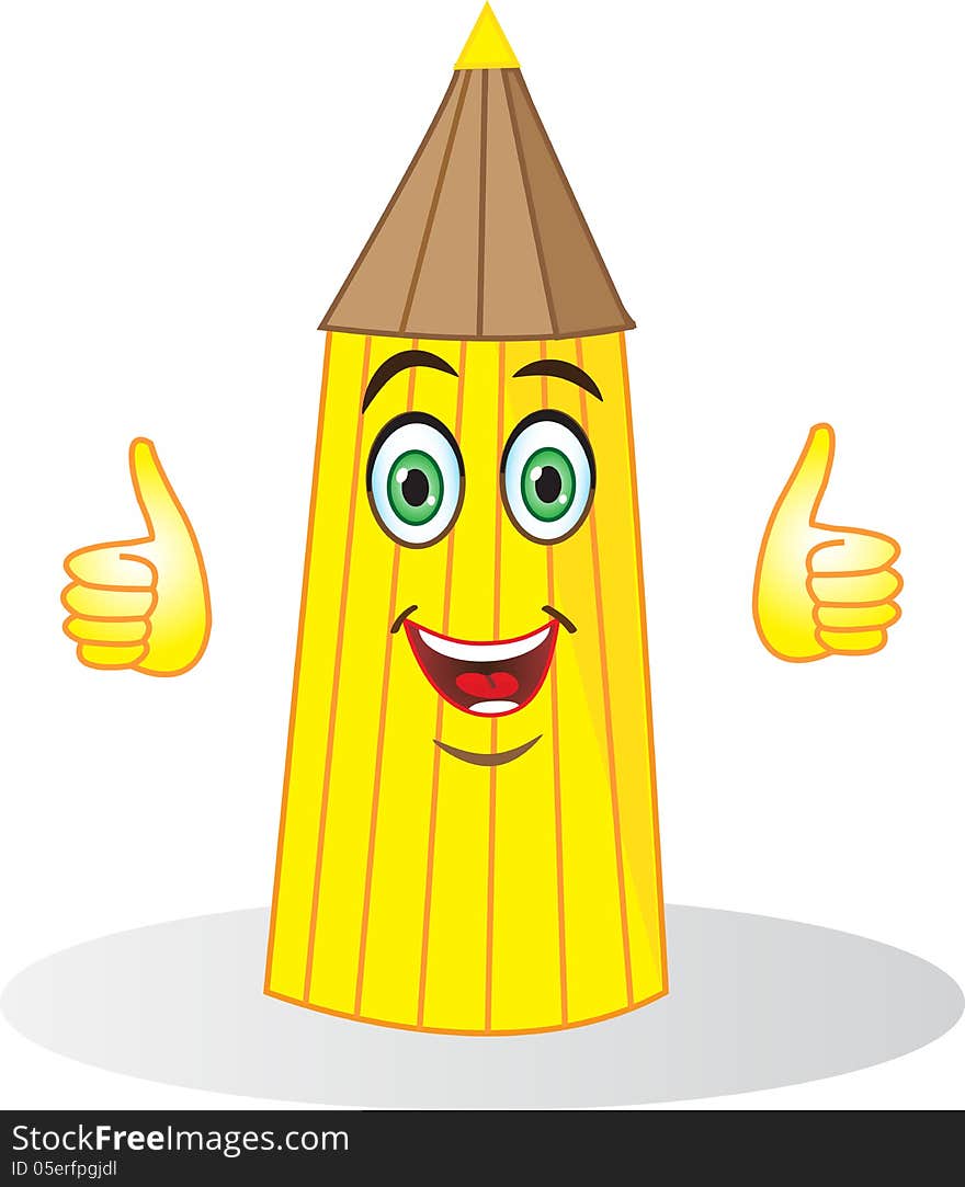 Stock Image - a cheerful yellow pencil. Stock Image - a cheerful yellow pencil.