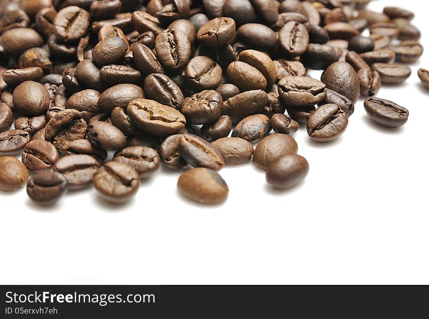 Coffee beans as a background isolated on white. Coffee beans as a background isolated on white