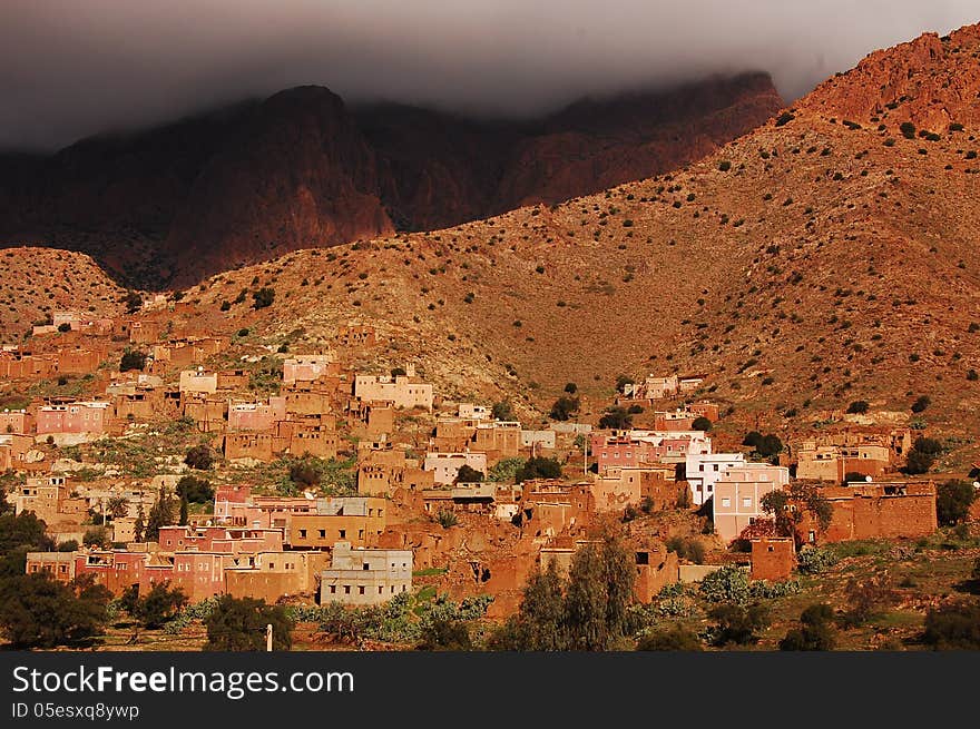 Berber village under cloud