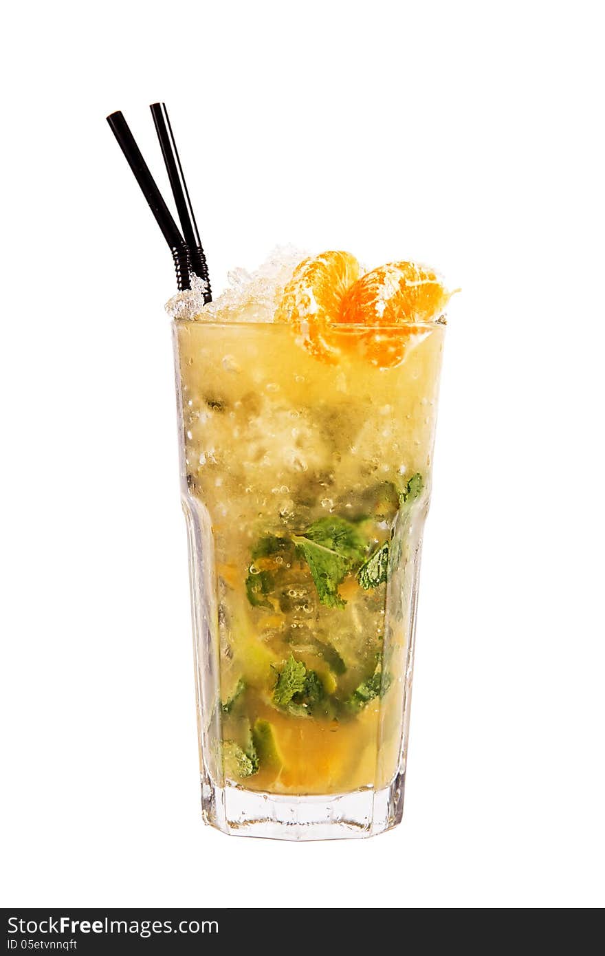 Yellow cocktail with tangerine