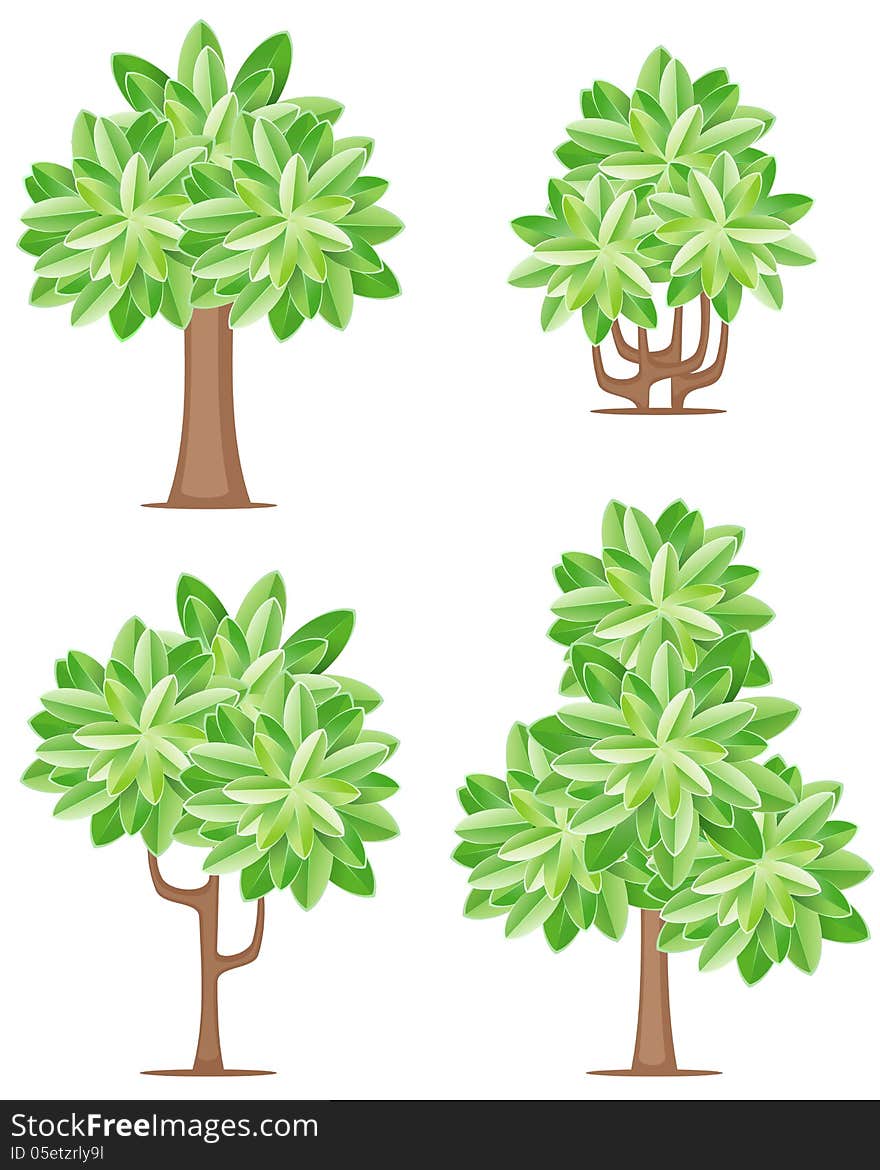 Four tree icons