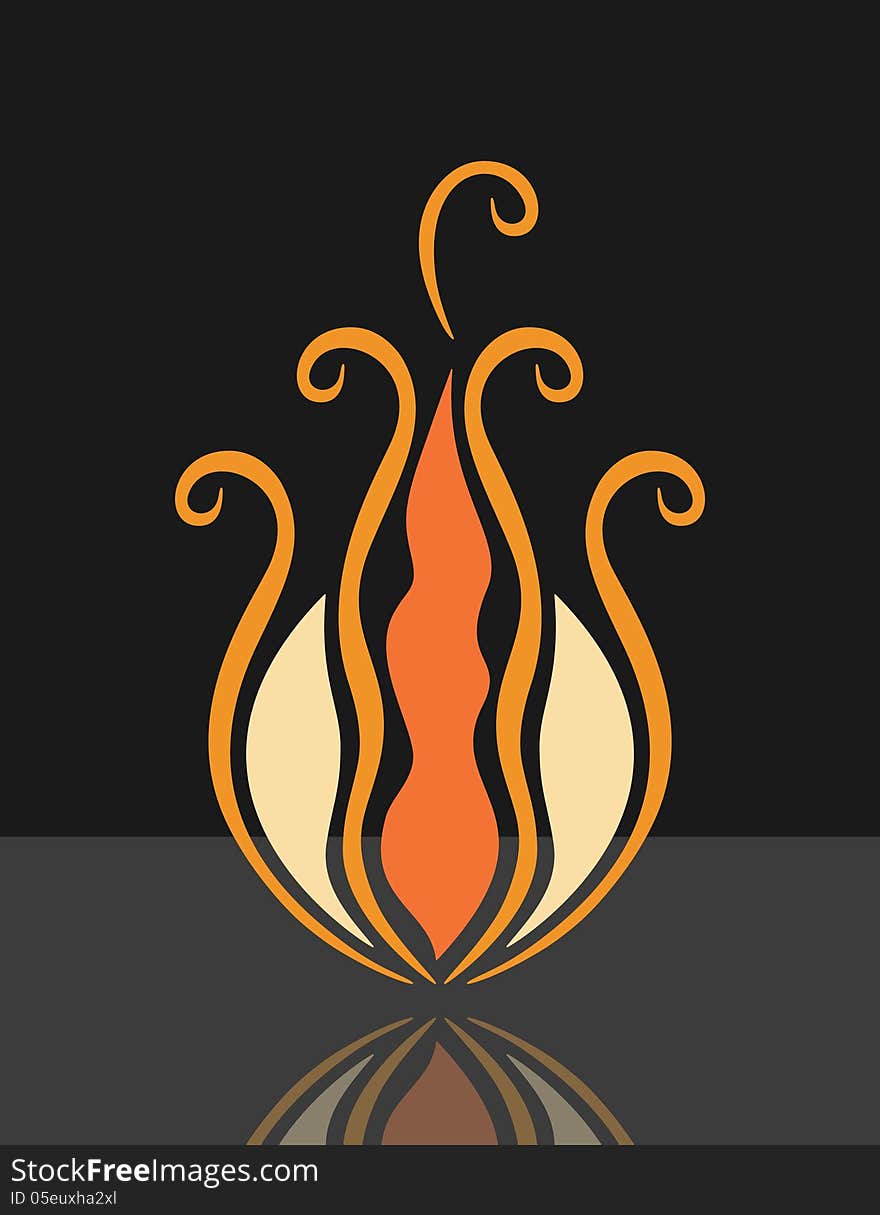 Illustration of a fire on black background