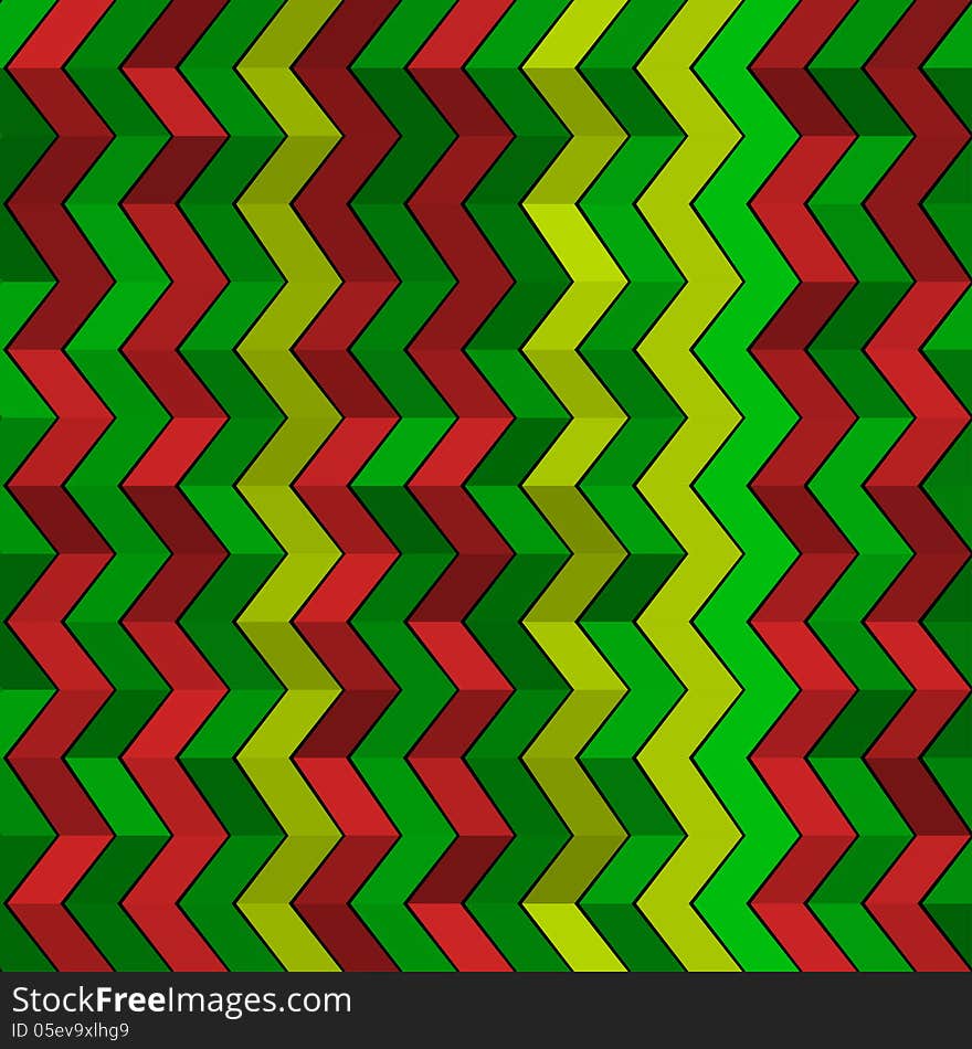 Seamless geometric green, red and yellow pattern