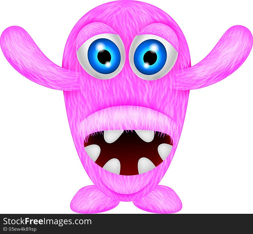 Illustration of scary pink monster