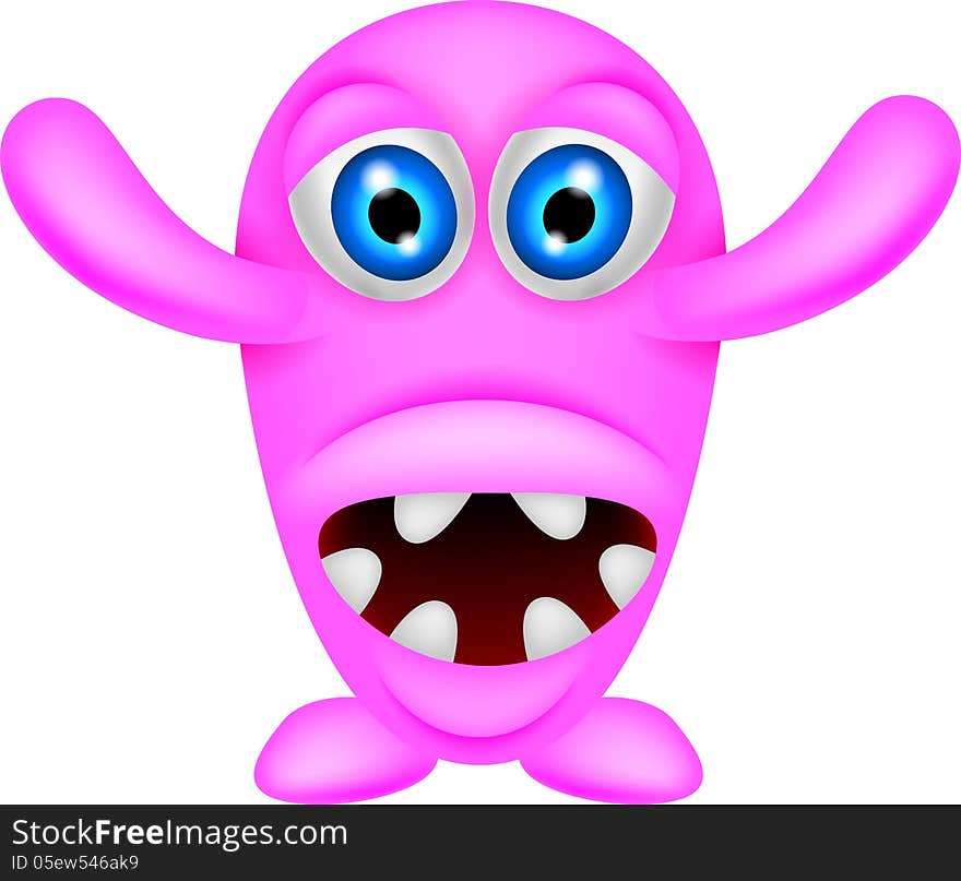 Illustration of scary pink monster