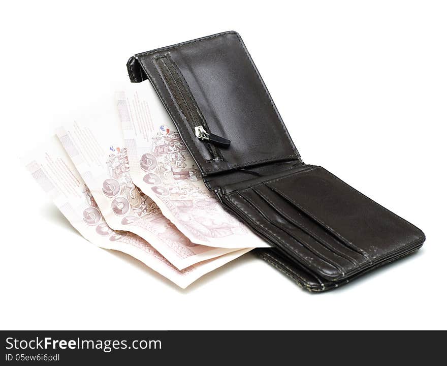 Brown wallet with Thai Paper Currency