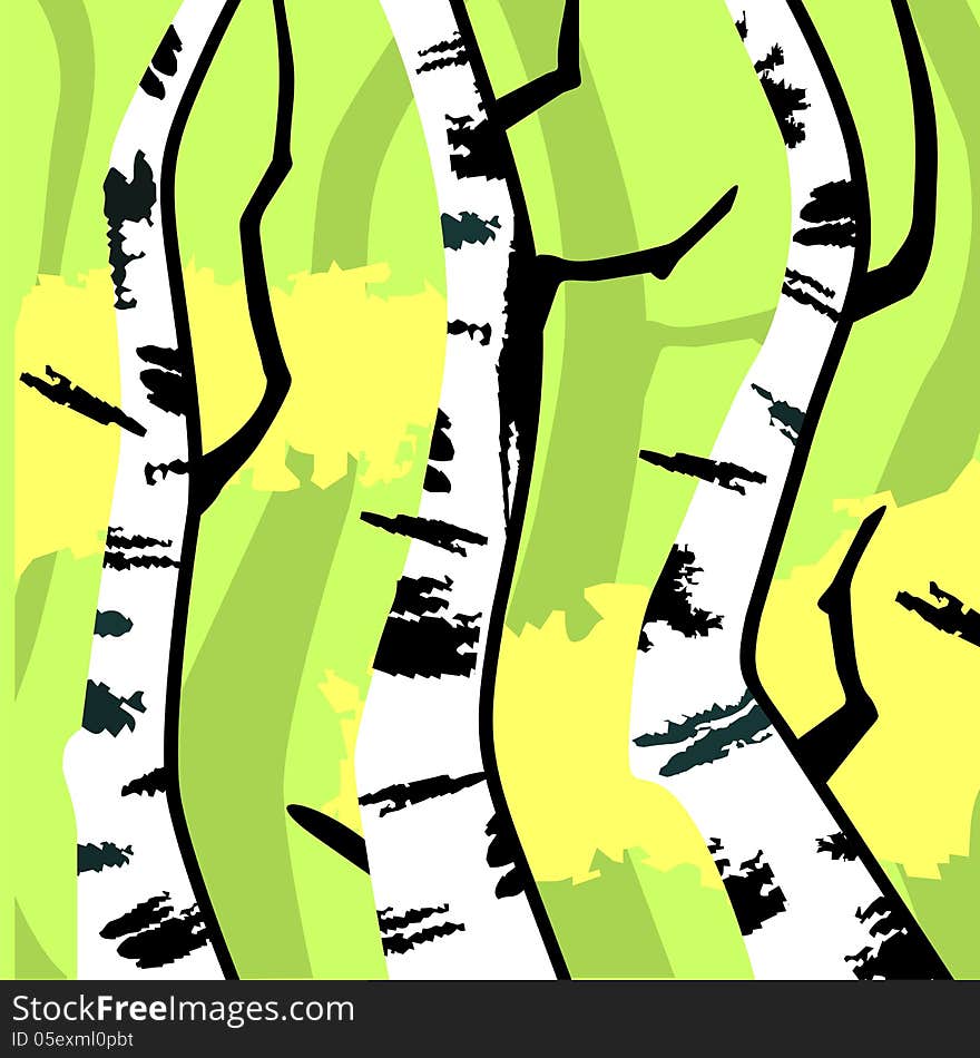 Abstract background with birches. Vector illustration. Abstract background with birches. Vector illustration