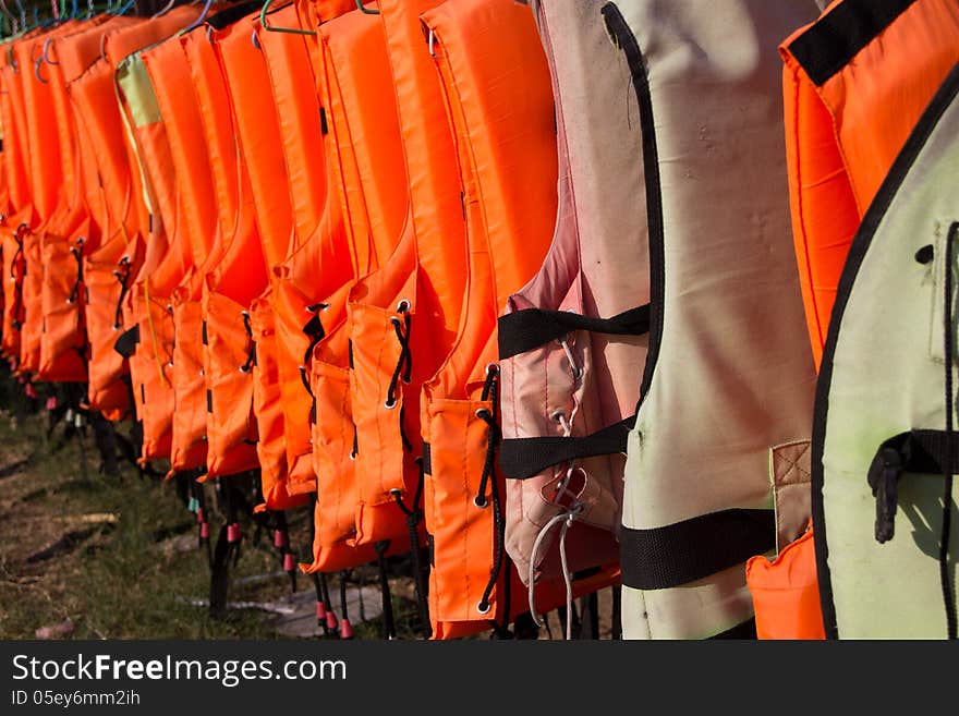 Life jacket on clothes line