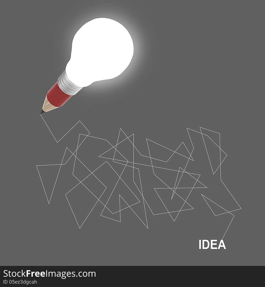 3d Creative Pencil Lightbulb As Concept Creative