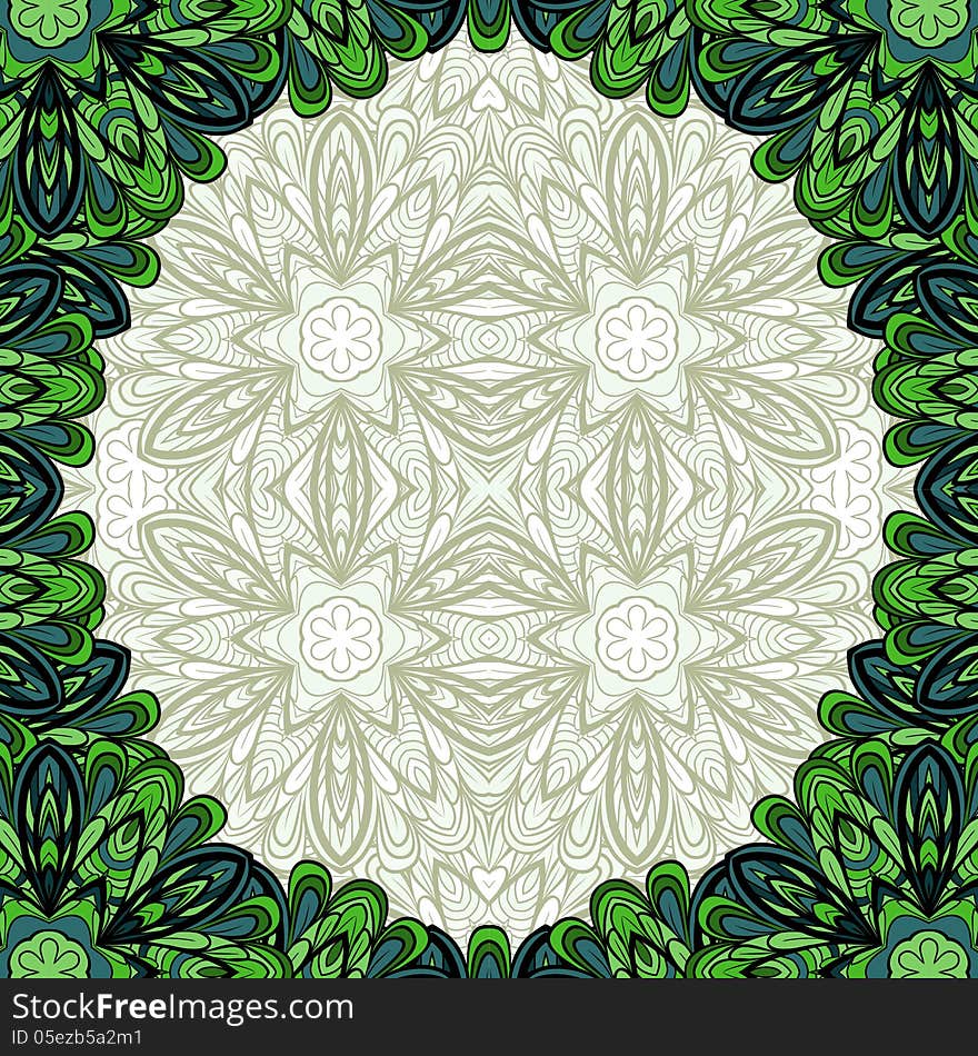 Abstract floral floral green round frame with neutral background. Pattern can be used as wallpaper, web page background, invitation card design etc. Abstract floral floral green round frame with neutral background. Pattern can be used as wallpaper, web page background, invitation card design etc