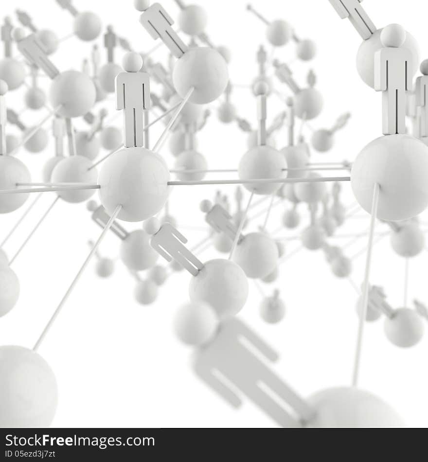 3d white human social network as concept. 3d white human social network as concept