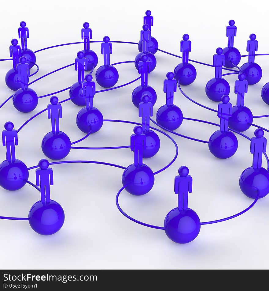 3d blue human social network as concept