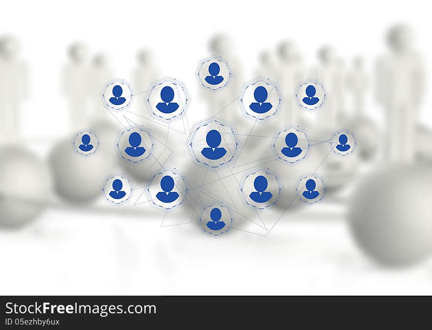 3d white human social network