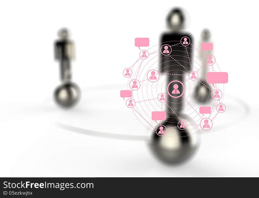 3d white human graphic social network as concept