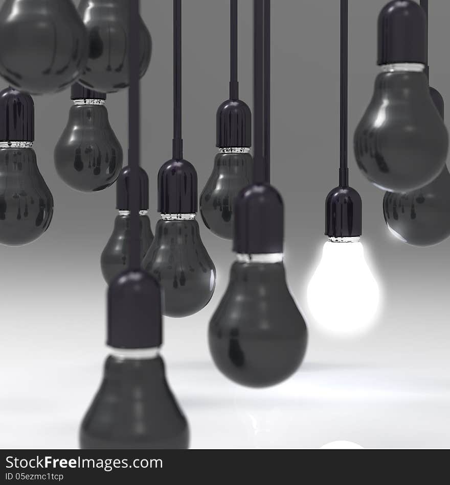 Creative idea and leadership concept light bulb on grey background