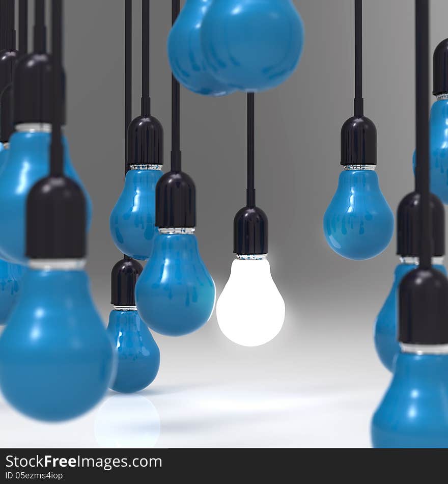 Creative idea and leadership concept light bulb 3d design