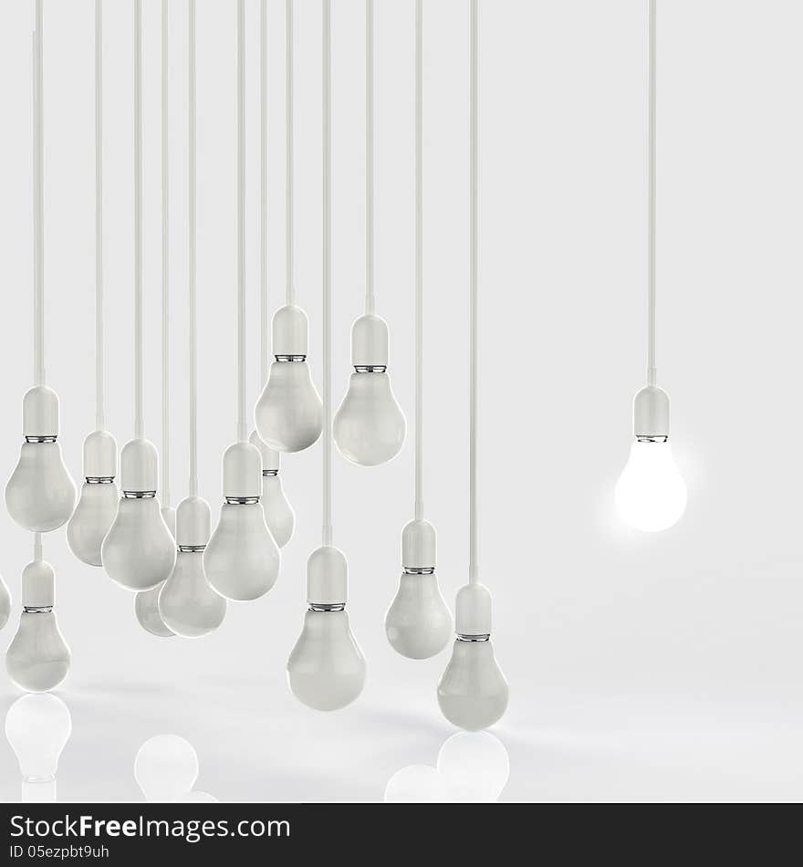 Creative idea and leadership concept light bulb 3d design