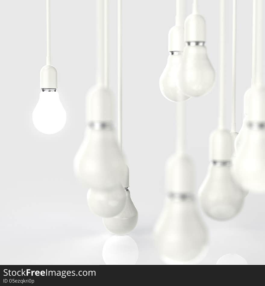 Creative idea and leadership concept light bulb 3d design