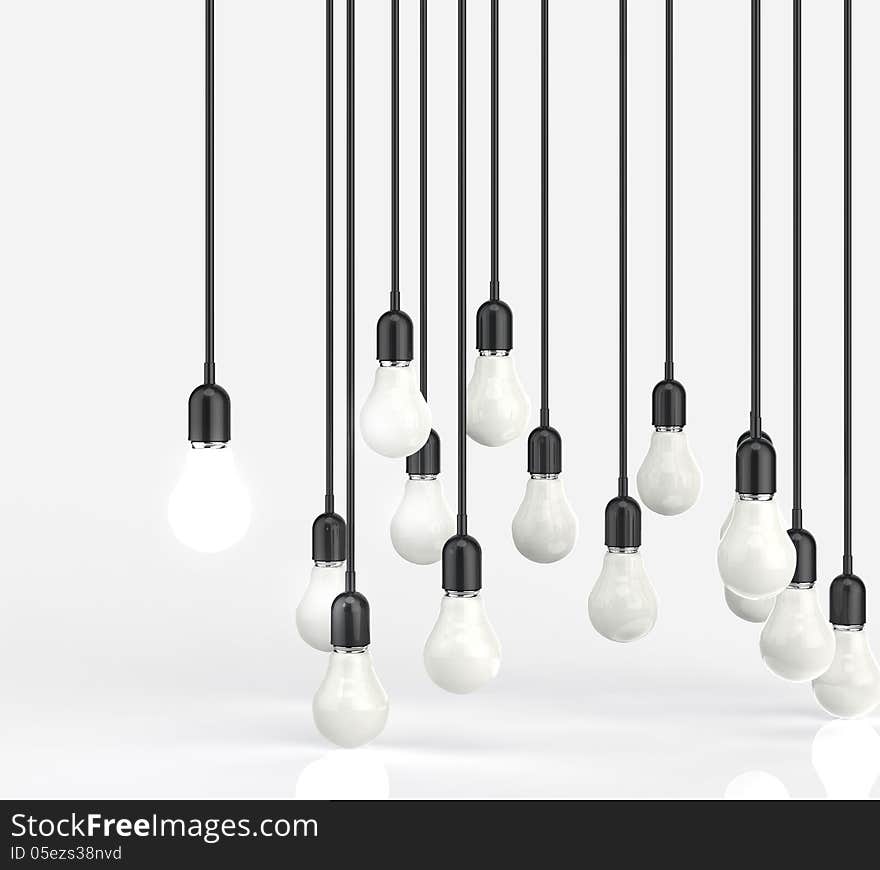 Creative idea and leadership concept with 3d light bulb