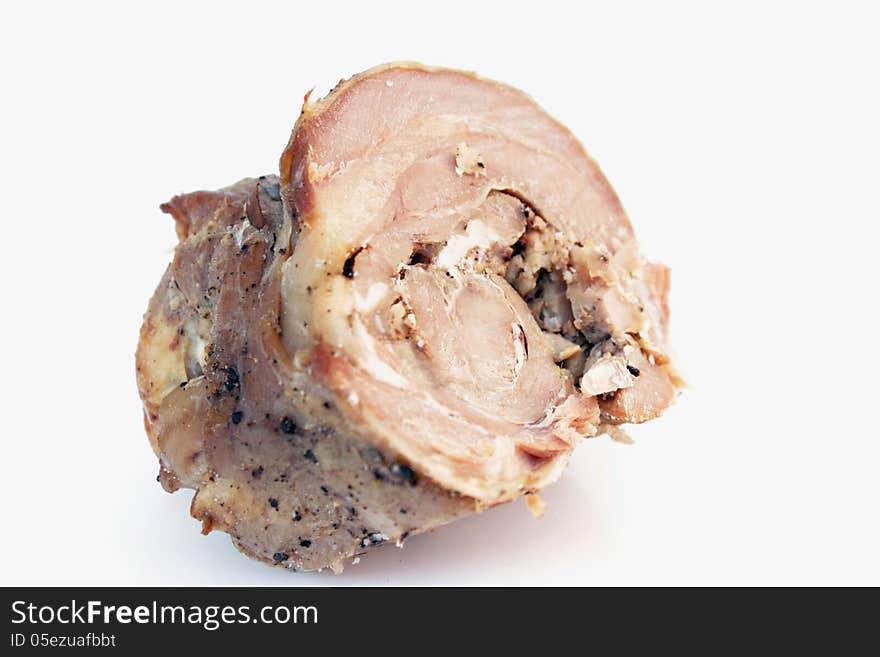 Roasted meat on the white background