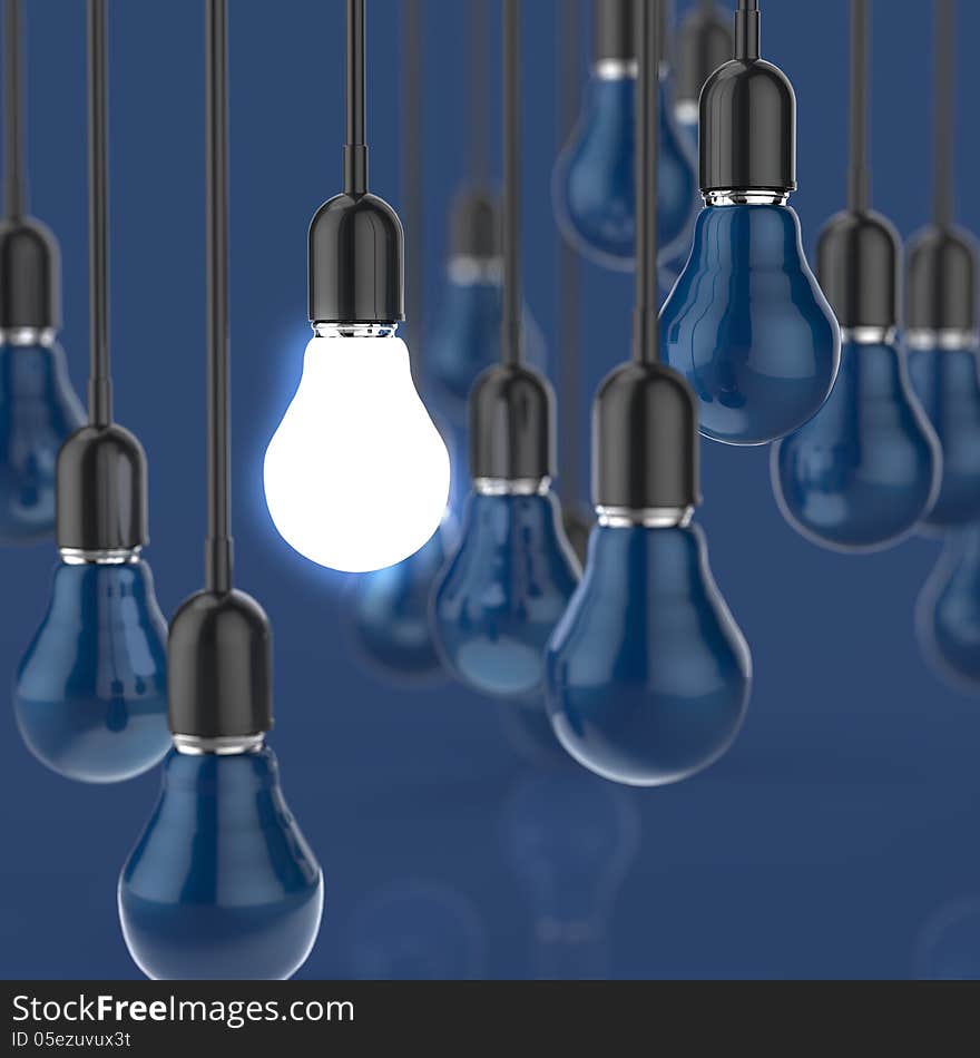 Creative idea and leadership concept with 3d light bulb