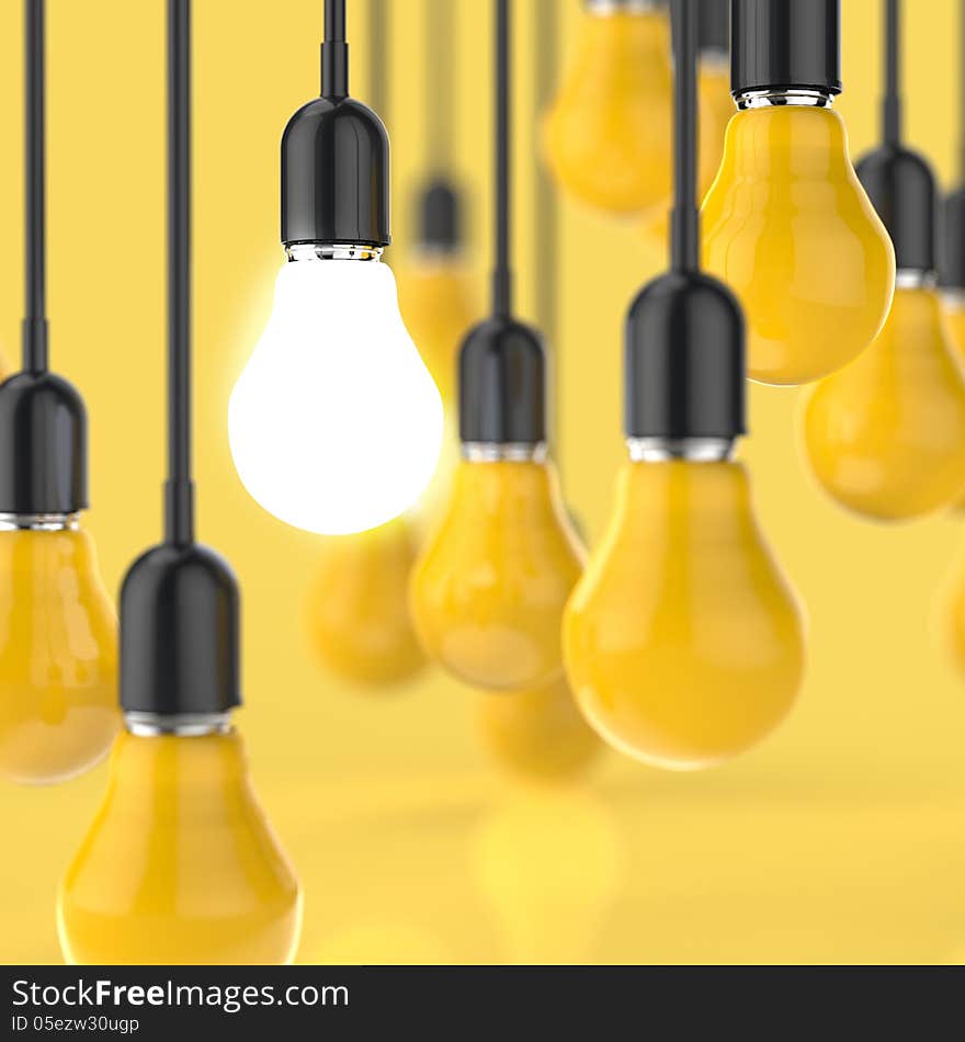 Creative idea and leadership concept with 3d light bulb