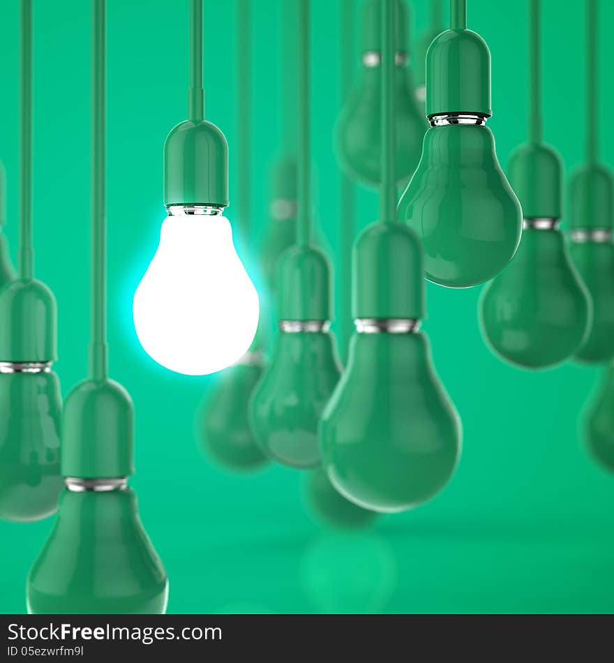 Creative idea and leadership concept light bulb 3d design concept