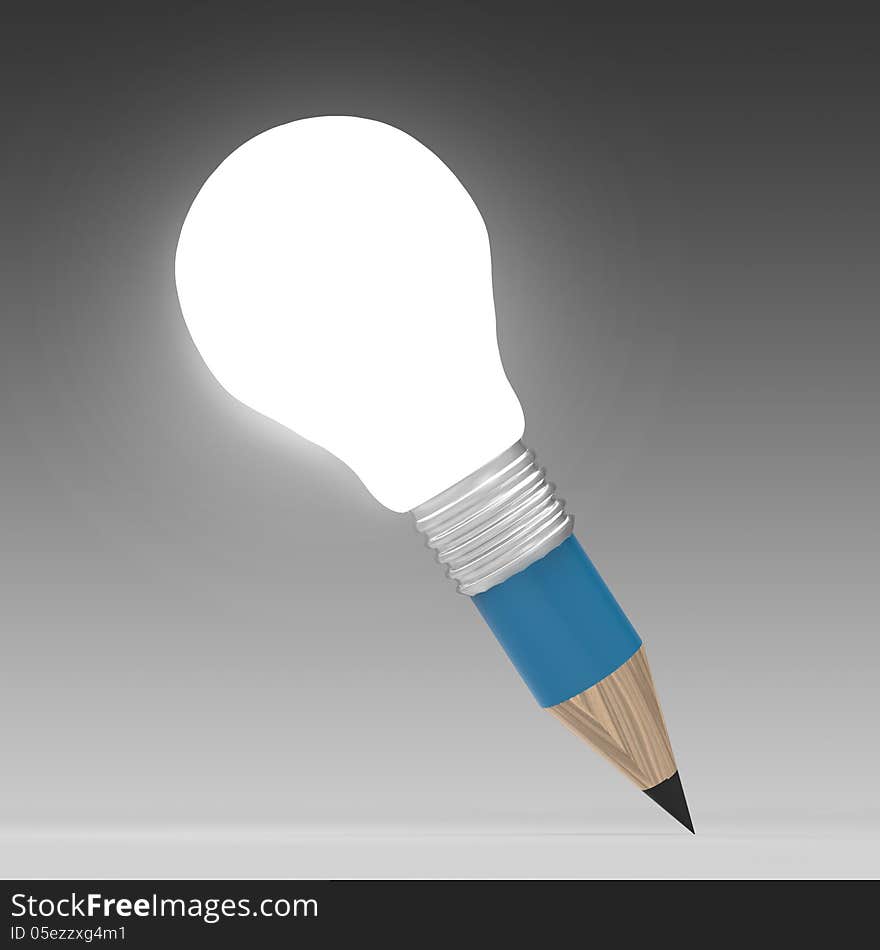 Blank 3d creative pencil lightbulb as concept creative and add your word