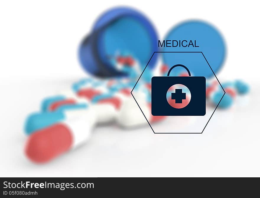 Prescription graphic and medical capsules