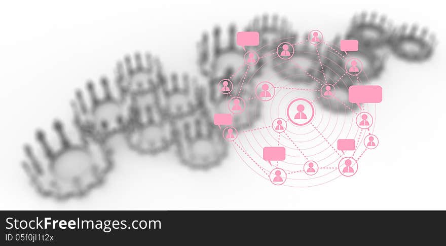 3d Cogwheel  Human Social Network Graphics