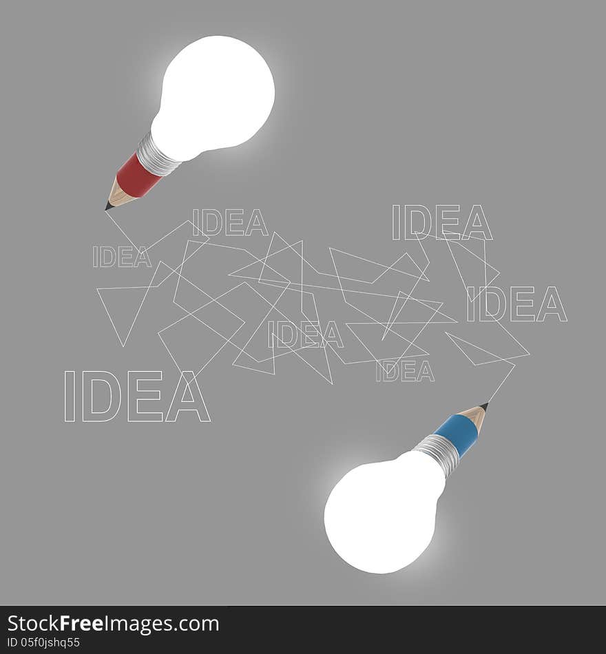 3d creative pencil lightbulb drawing idea