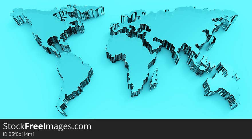 Social network human 3d on world map