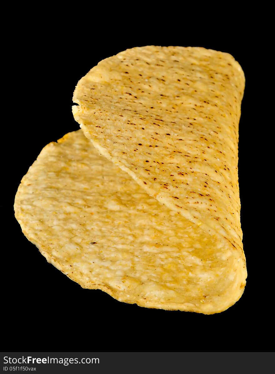 Taco crunchy shell isolated on black