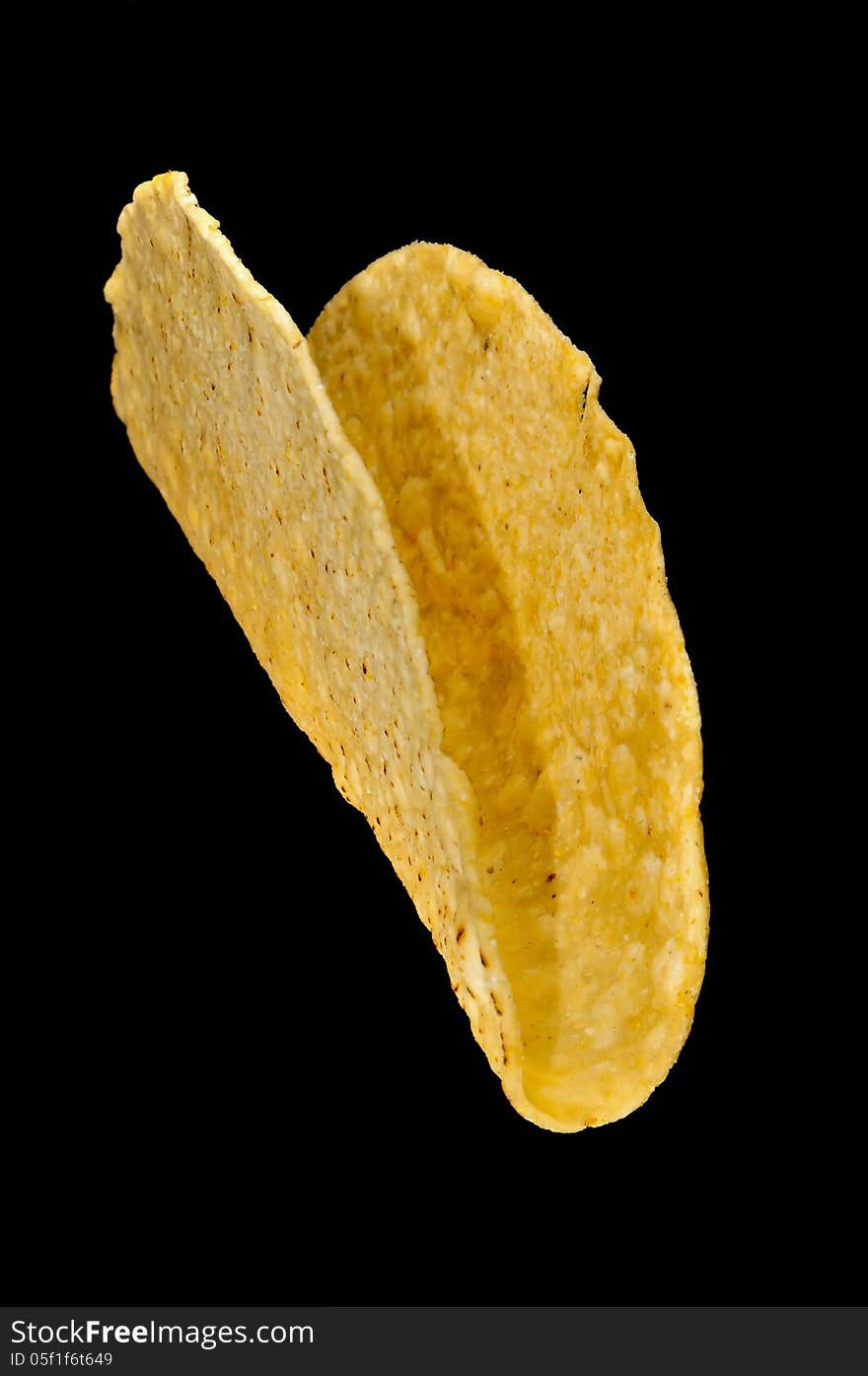 Taco crunchy shell isolated on black