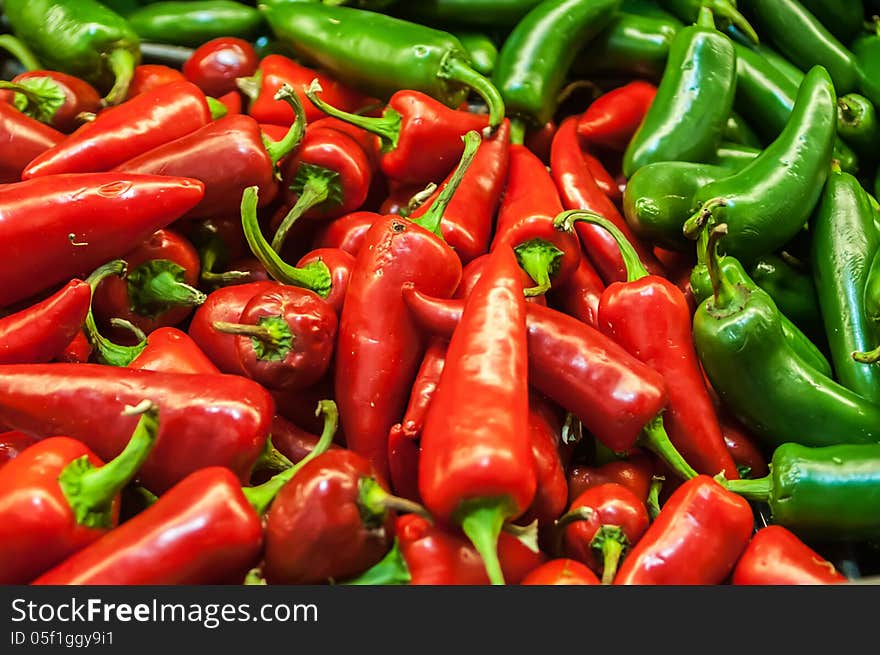 Delicious fresh green and red chili