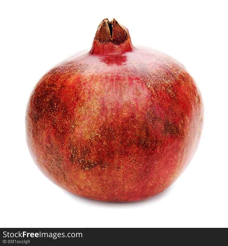 Ripe Pomegranate Fruit On White Background. Closeup.