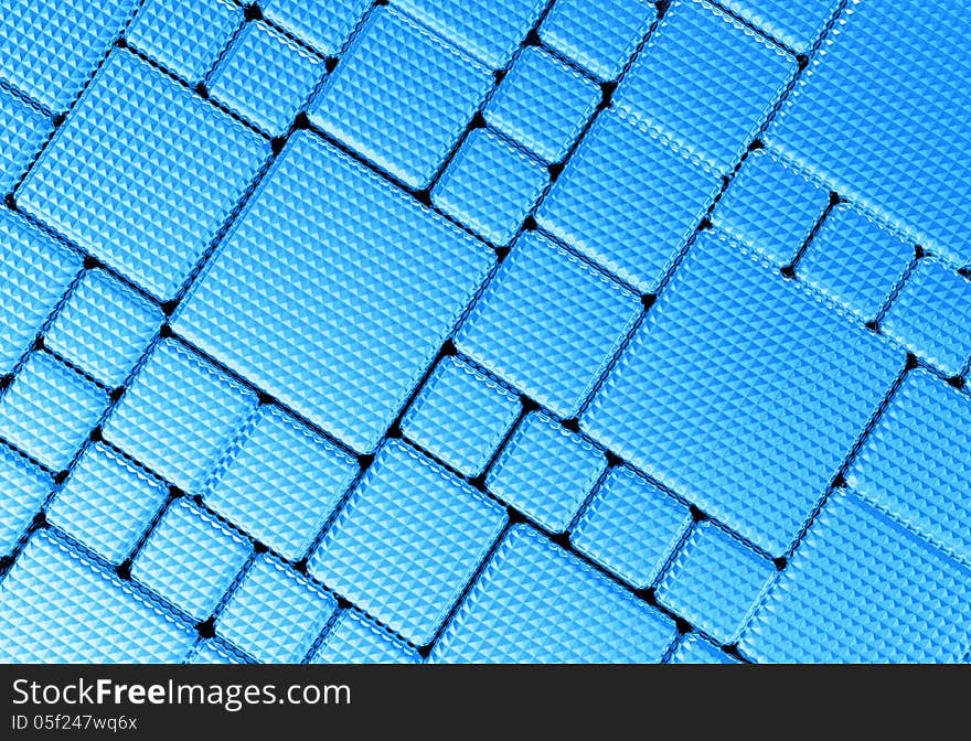 Steel blue cube mesh metal plate background or texture