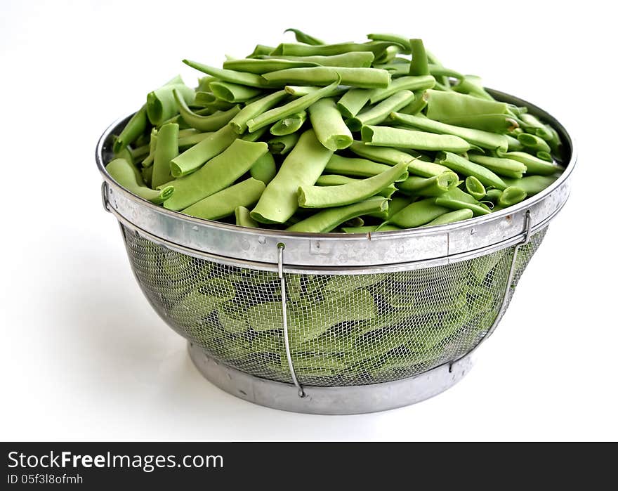 Loubieh or green beans, chopped washed and put in a strainer