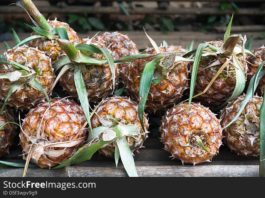 Pile of pineapples for sale in local market