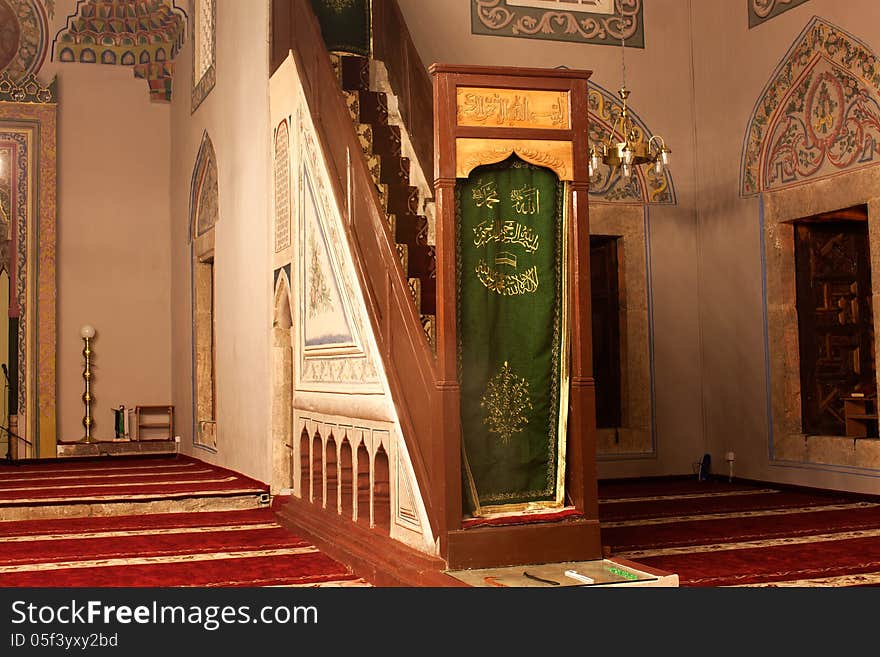 Inside the Islamic mosque building