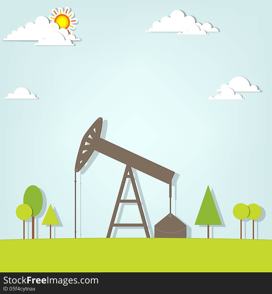 Landscape with oil pump. This is file of EPS10 format.