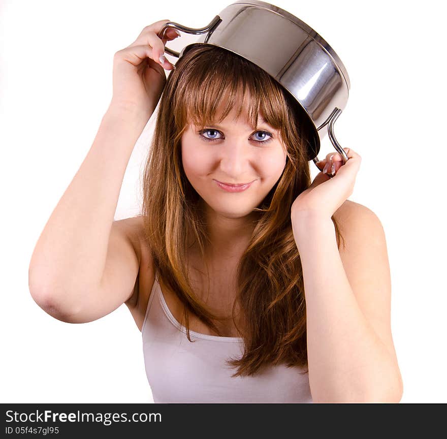 Girl is holding her pot. Girl is holding her pot.