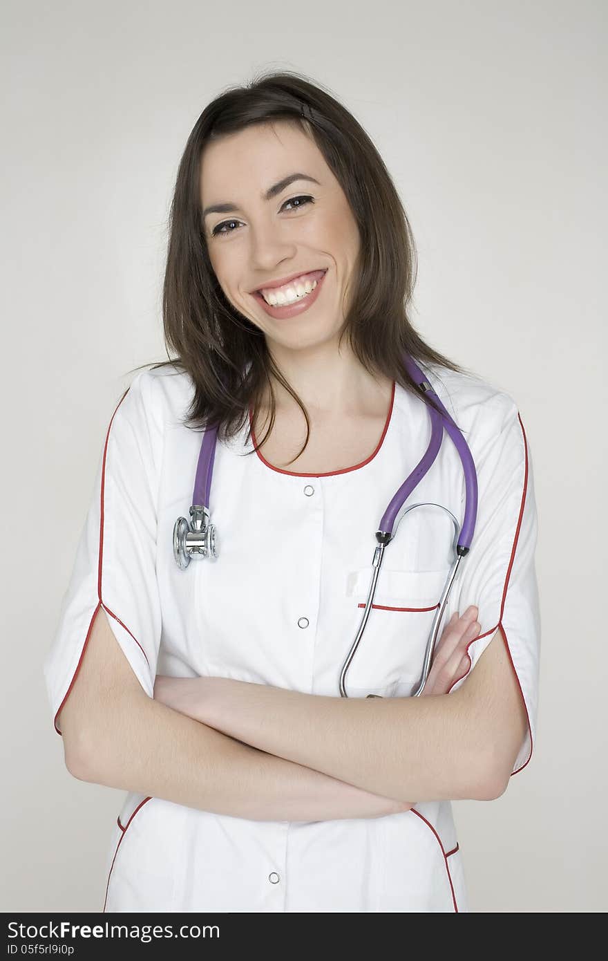 Young woman doctor with stethoscope