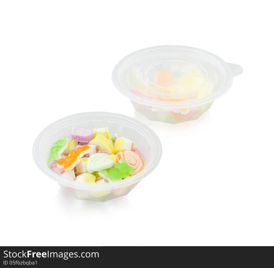 Snack bowl with jelly  on white