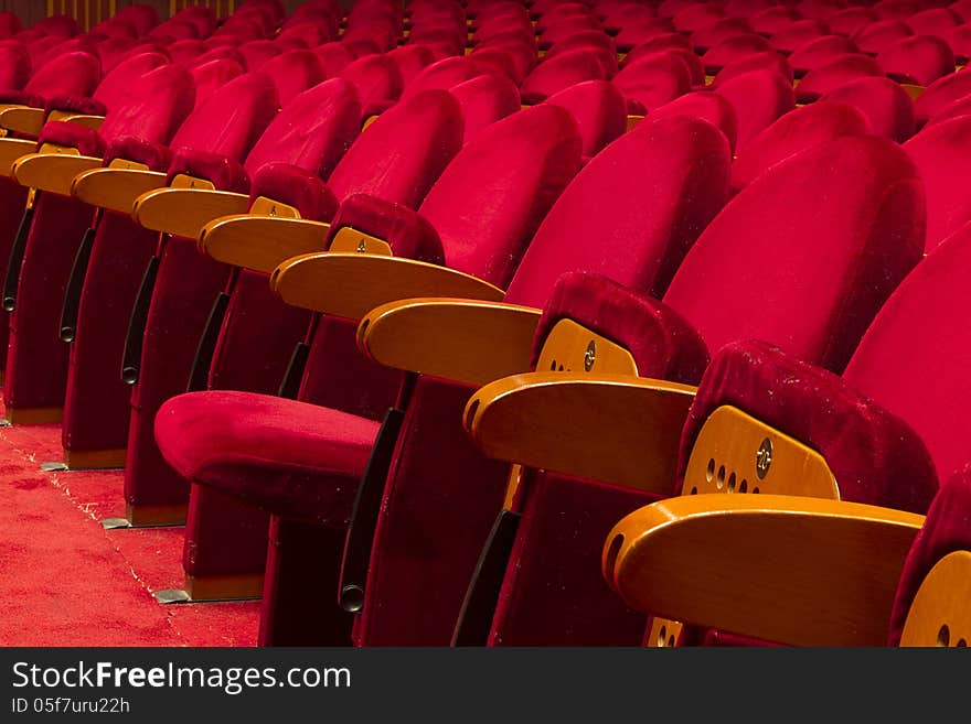 Empty red seats for cinema