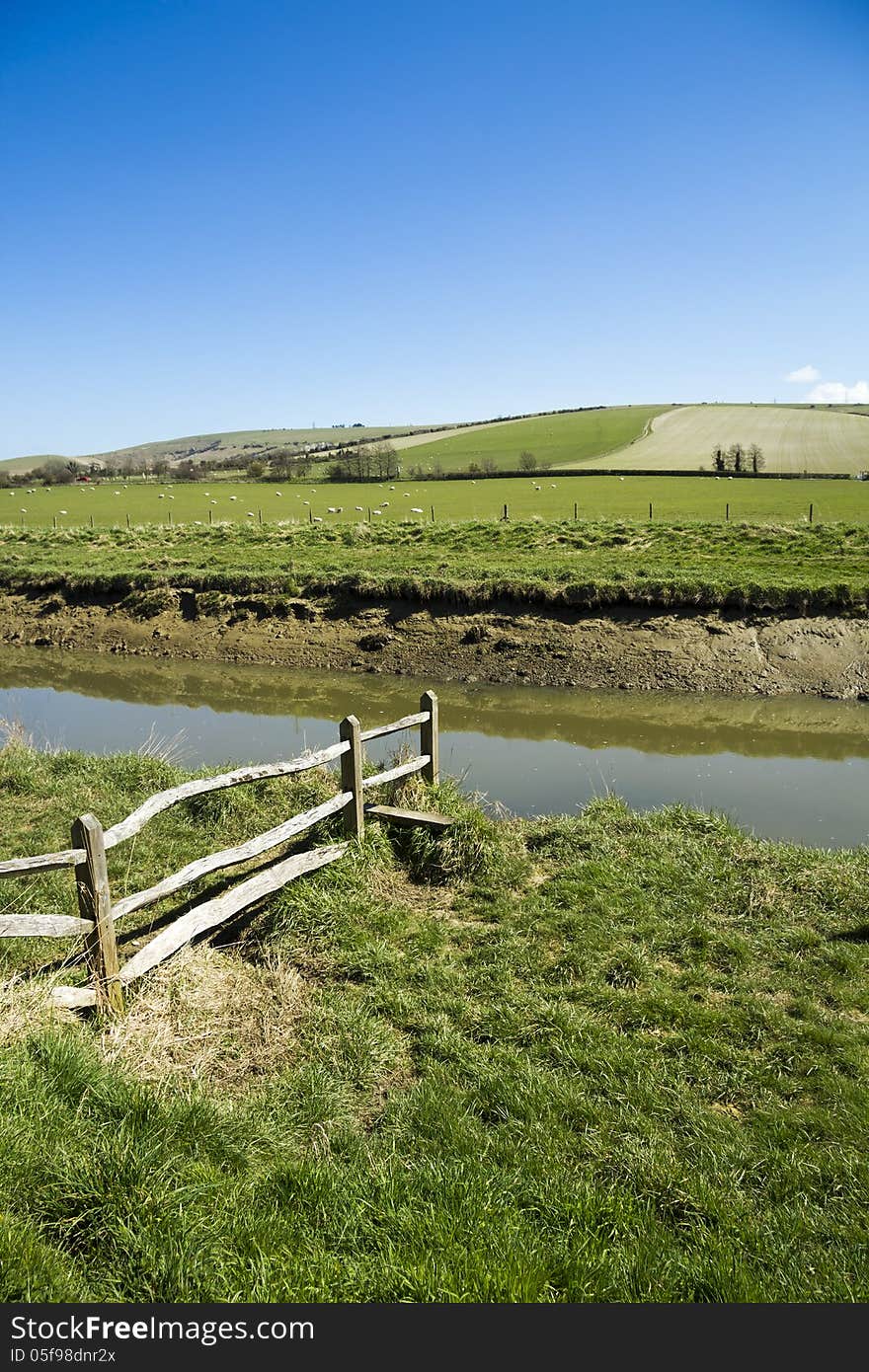 Scene on Sussex South Downs on sunny day. Scene on Sussex South Downs on sunny day