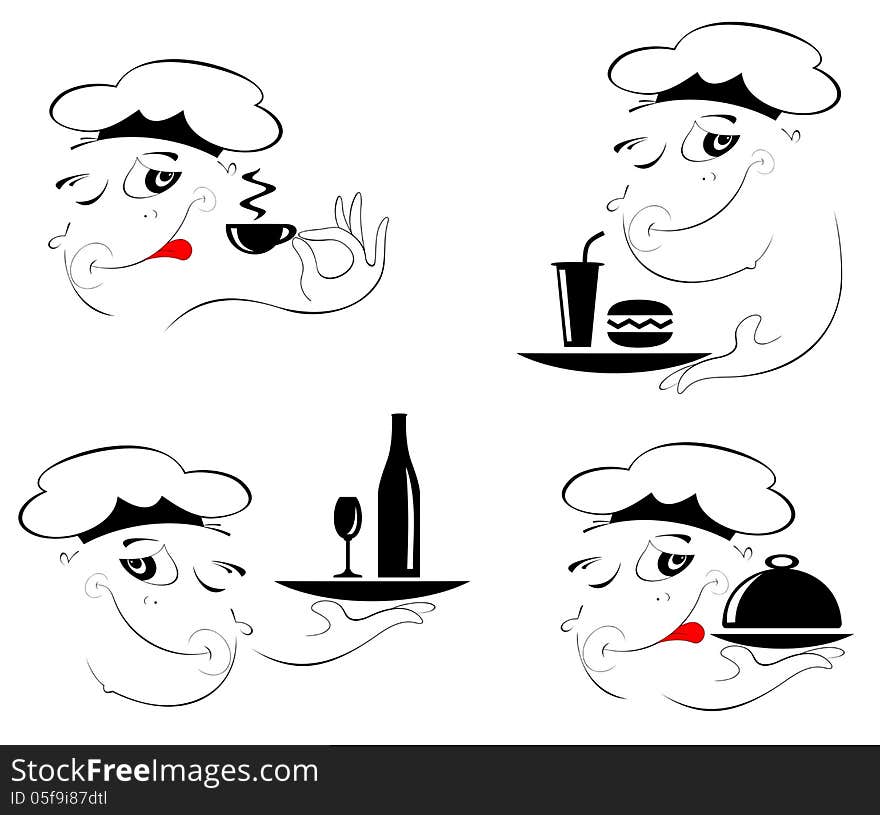 Original cook and food vector set