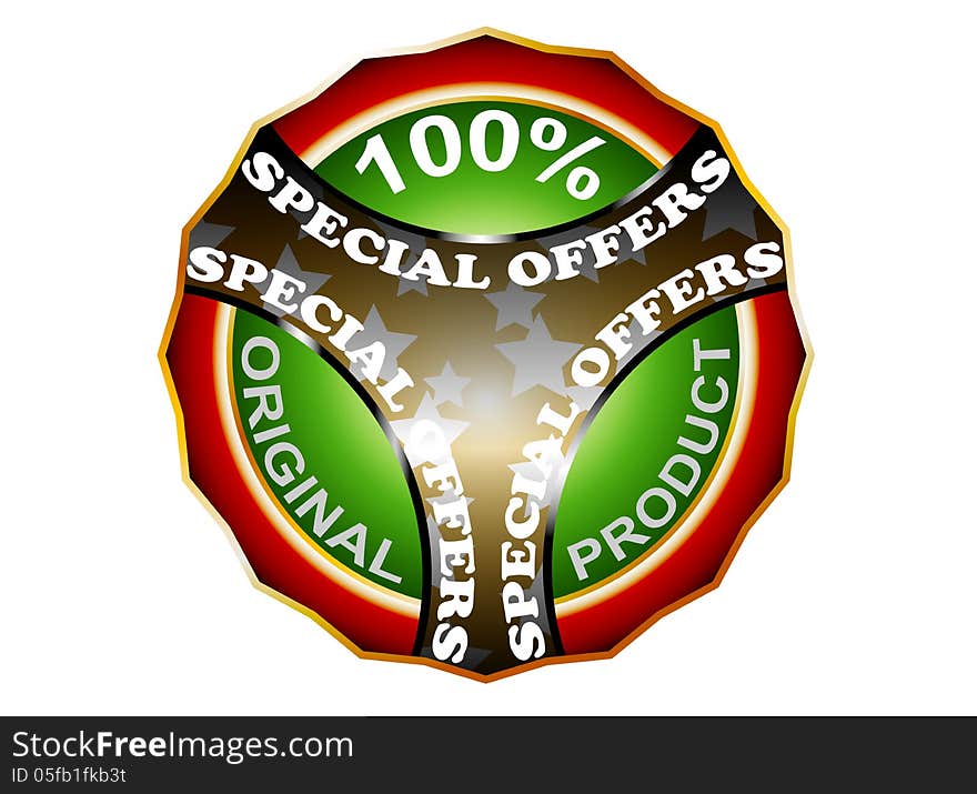 Special offers green label on a white background. Special offers green label on a white background