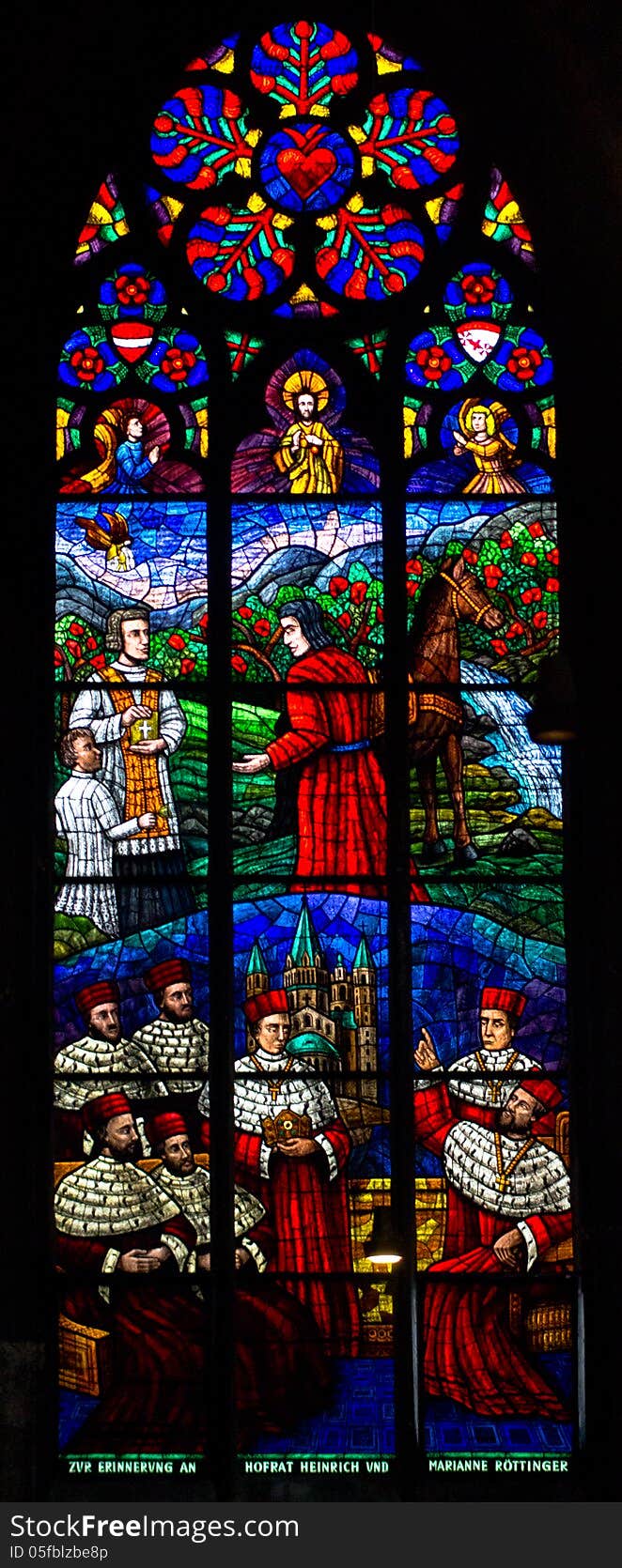 The stained glass window in a votive church, Vienna