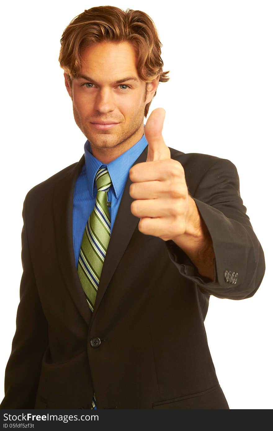 Confident Business man giving the big thumbs up